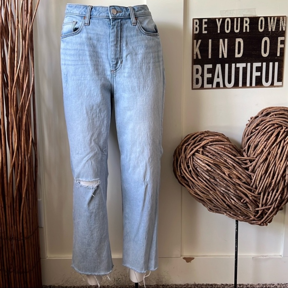Elizabeth And James High Rise Crop Distressed Denim Jeans